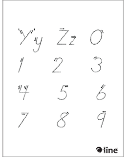 Y-Z, 0-9 Handwriting Sheet