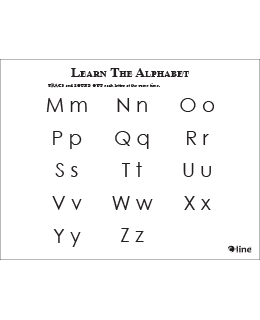 M - Z Handwriting Sheet