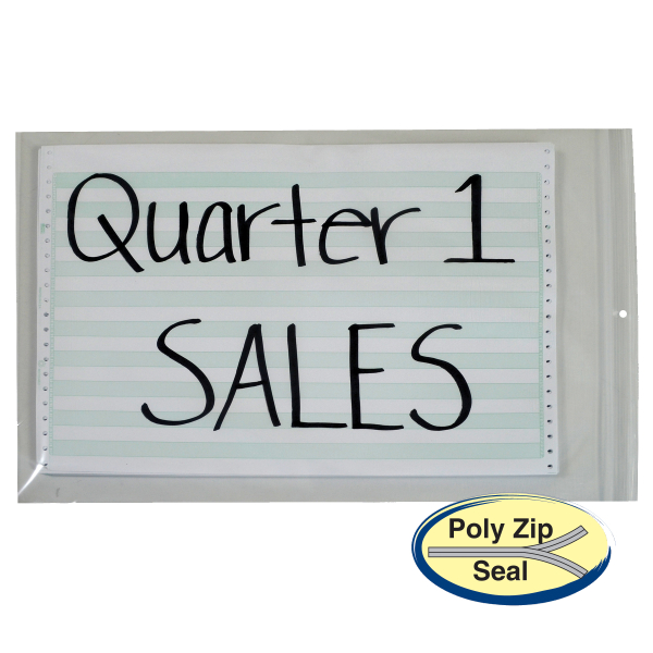 C-Line Heavyweight Industrial Poly Zip Bags - Oversized For Green Bar Computer Paper, 13 x 16-3/4 x 2, 50/BX, 47014