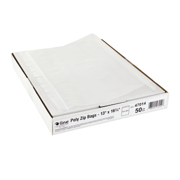 C-Line Heavyweight Industrial Poly Zip Bags - Oversized For Green Bar Computer Paper, 13 x 16-3/4 x 2, 50/BX, 47014