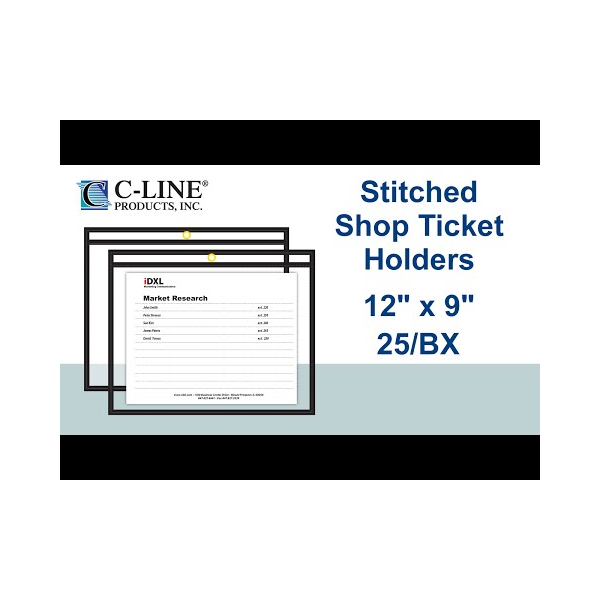 C Line Stitched Shop Ticket Holders With Black Backing 9 X 12 Box Of 25