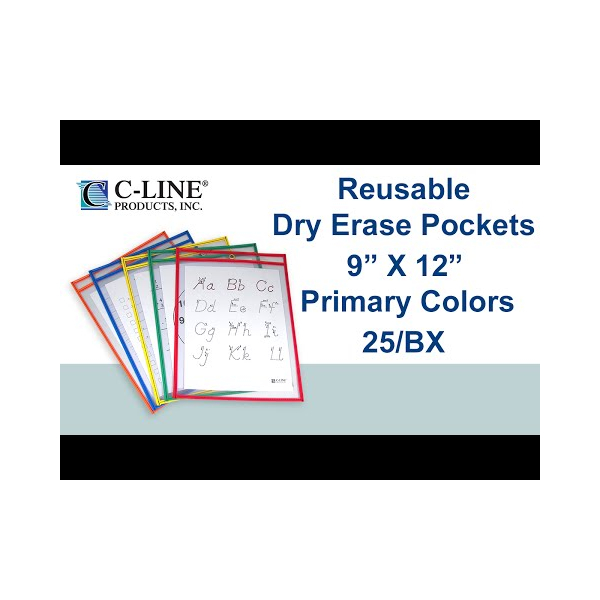 C-Line Reusable Dry Erase Pocket - Study Aid - Neon Red, 9 x 12, 40814 C-Line Reusable Dry Erase Pocket - Study Aid - Neon Red, 9 x 12, 40814