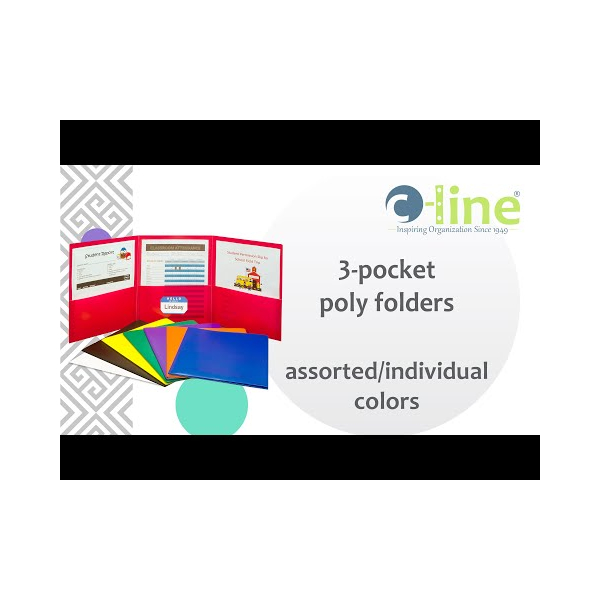 3-Pocket Poly Portfolios, Assorted, 1/EA, 33940 | C-Line Products 3-Pocket Poly Portfolios, Assorted, 1/EA, 33940 | C-Line Products