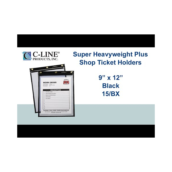 Heavy Duty Super Heavyweight Plus Stitched Shop Ticket Holder, Black, 9x12, 15/BX- 50912 - C-Line Products Heavy Duty Super Heavyweight Plus Stitched Shop Ticket Holder, Black, 9x12, 15/BX- 50912 - C-Line Products