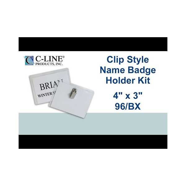 Clip Style Name Badge Holders, 4 x 3, 96/BX - 95596 - C-Line