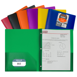 Mr. Pen- Plastc Folders Wth Pockets And Prong, 5 Pack, Assorted