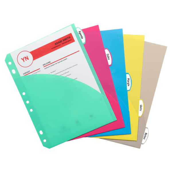 3 Hole Punched 5 Tab Poly Index Dividers
