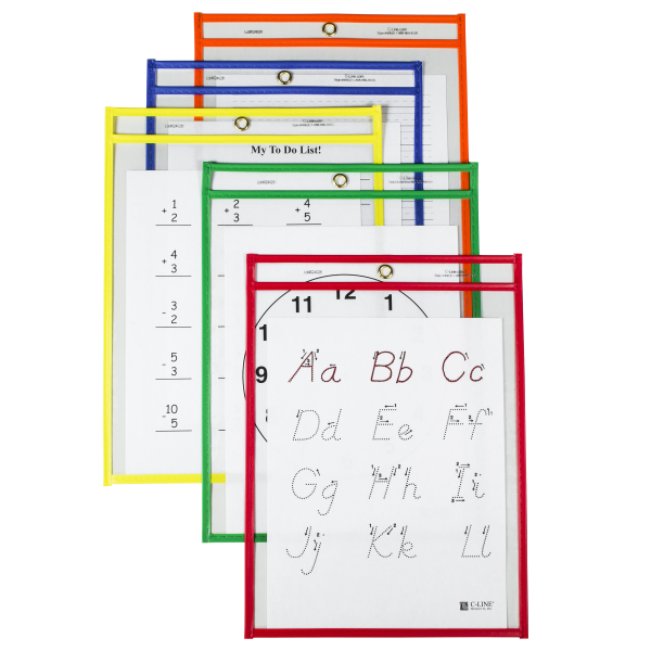 C-Line Reusable Dry Erase Pockets 9" x 12" Study Aid 25 Pack NEW 