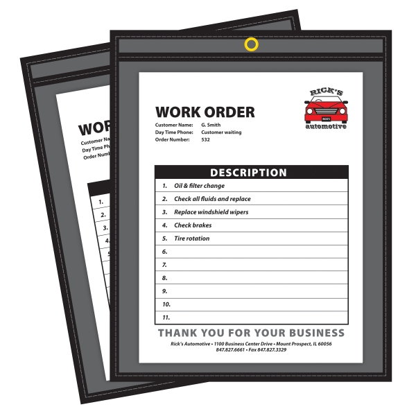 C-Line Shop Ticket Holders with Straps,Stitched,Black,Both Sides Clear 9" x 12" C-Line Shop Ticket Holders with Straps,Stitched,Black,Both Sides Clear 9" x 12"