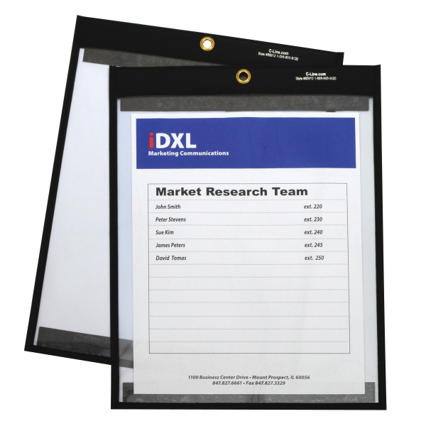 C-Line Shop Ticket Holders with Straps,Stitched,Black,Both Sides Clear 9" x 12" C-Line Shop Ticket Holders with Straps,Stitched,Black,Both Sides Clear 9" x 12"