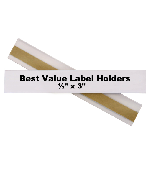 Self-Adhesive Shelf/Bin Label Holders, 1/2 inch x 3 inch Removable Adhesive Label Holder