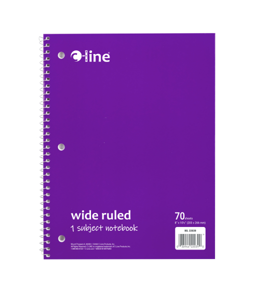 1-Subject Notebook, Wide Ruled, Purple, 1/EA, 22039