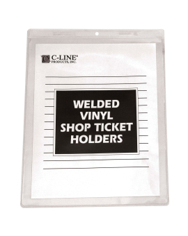 Clear Vestil SHOPT-Z Vinyl Shop Ticket Holder Zip Seal Pack of 15 Top Loading