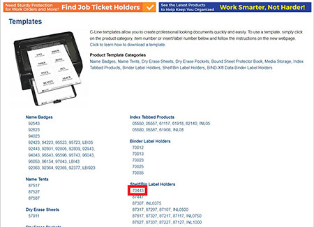 C-Line's Self-Adhesive Labeling Pockets Template