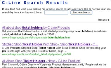 Screen Shot of new Website Search Tool, powered by Google
