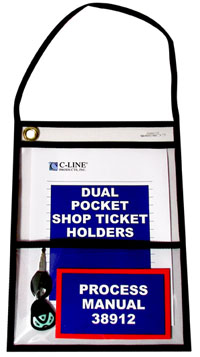 Stitched Dual Pocket Shop Ticket Holders with Hanging Strap